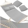 tectake Double Outdoor Hammock, XXL Fabric Swing, Light Gray view 1