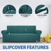 MAXIJIN Super Stretch Sofa Cover for 2-Seater Couch, 1-Piece Universal Jacquard Spandex Loveseat Slipcover, Pet-Friendly (Black Green) view 3
