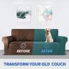 MAXIJIN Super Stretch Sofa Cover for 2-Seater Couch, 1-Piece Universal Jacquard Spandex Loveseat Slipcover, Pet-Friendly (Black Green) view 4