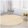Round Shaggy Area Rug, Soft Faux Fur, Beige, 110 cm view 1