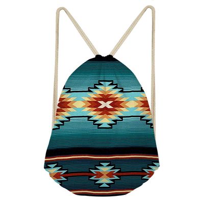 SEANATIVE Aztec Tribal Drawstring Backpack, Navajo Cinch Gym Bag