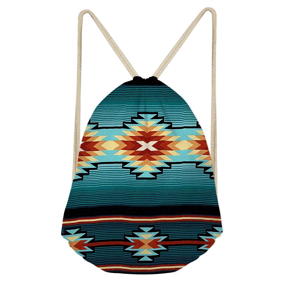 SEANATIVE Aztec Tribal Drawstring Backpack, Navajo Cinch Gym Bag