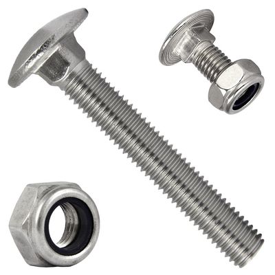 M12x40 Stainless Steel Carriage Bolts with Lock Nuts, 5-Pack