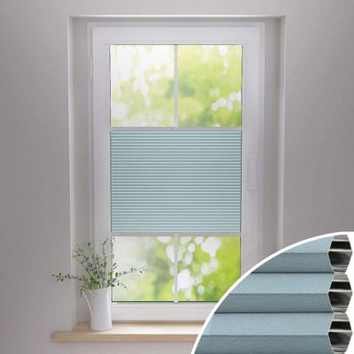 Gardinen21 Thermal Honeycomb Pleated Blind, No Drilling, Clamp-Fix, 120 x 220 cm, for Doors & Windows, 100% Blackout