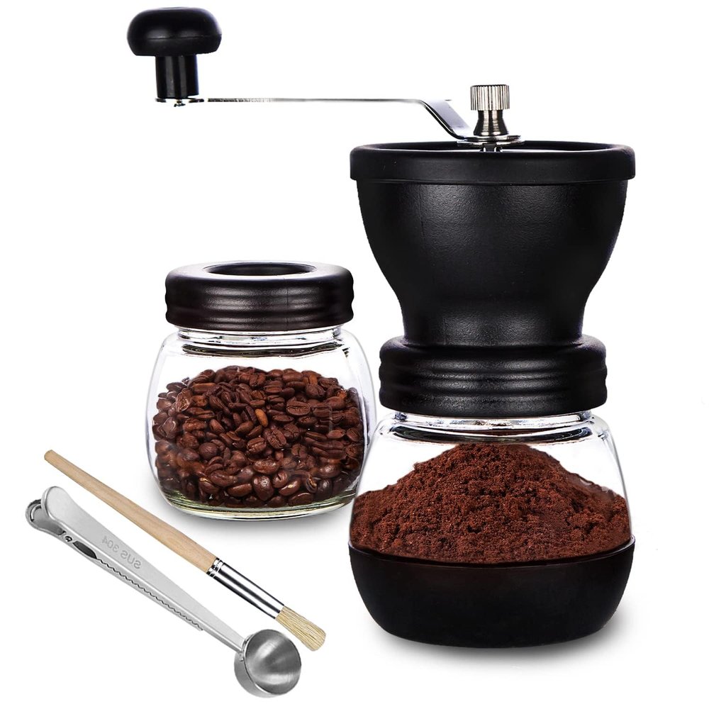 PARACITY Manual Coffee Grinder, 320 mL Ceramic Burr with 2 Glass Containers