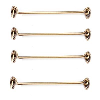 4-Pack Brass Cabin Hooks and Door Latches for Gates, Sheds, Cabinets and Windows