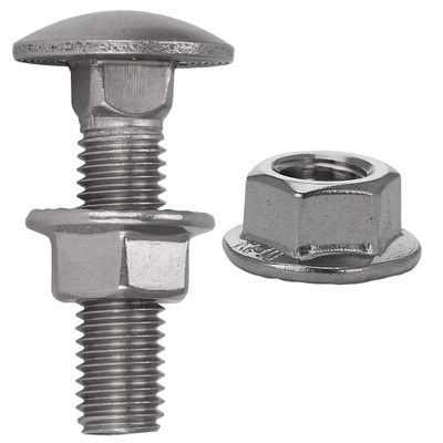 FASTON M10 x 90 Carriage Bolts with Flanged Serrated Hex Nuts, A2 Stainless Steel, 50-Pack