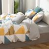 GETIYA Luxury Cotton Duvet Cover Set 220 x 240 cm, Geometric Blue and Yellow Reversible Design view 2