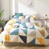 GETIYA Luxury Cotton Duvet Cover Set 220 x 240 cm, Geometric Blue and Yellow Reversible Design view 3
