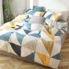 GETIYA Luxury Cotton Duvet Cover Set 220 x 240 cm, Geometric Blue and Yellow Reversible Design view 4