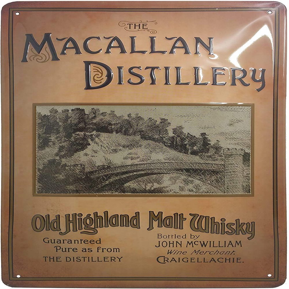 Retro Whisky Tin Sign for MACALLAN Single Malt Scotch Lovers and Enthusiasts, Embossed Scotland Sign, 30 x 20 cm