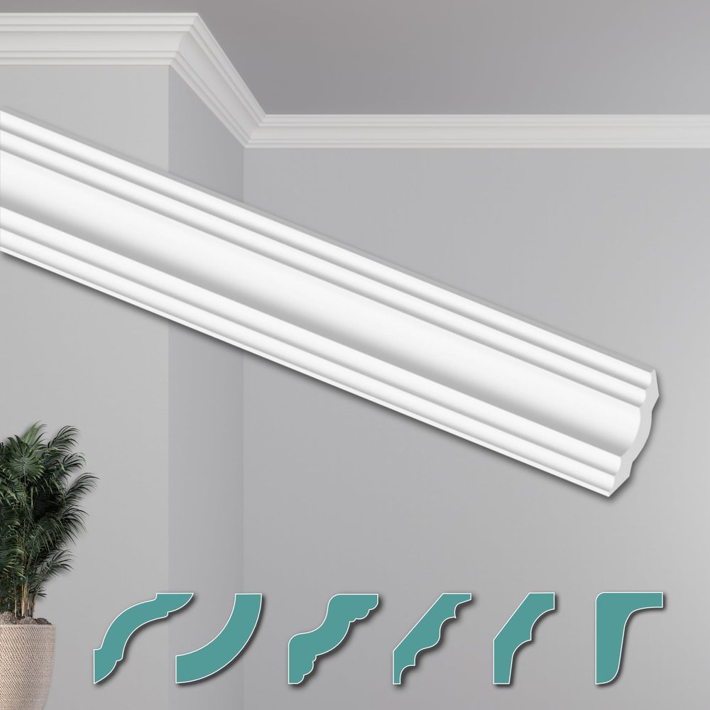 HEXIMO Modern XPS Ceiling Cornice ZG17, White, 40 m