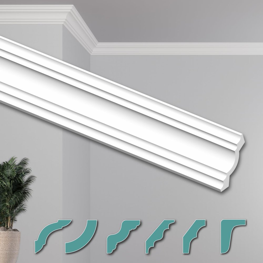 HEXIMO Modern XPS Ceiling Molding, White, 40 m, ZG32