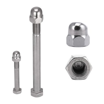 FASTON M6 x 85 Hex Bolts with High-Form Cap Nuts, A2 Stainless Steel, Partially Threaded, 2-Pack