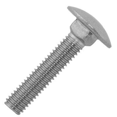 M6 x 25/25 mm A2 Stainless Steel Carriage Bolts, 100-Pack, DIN 603
