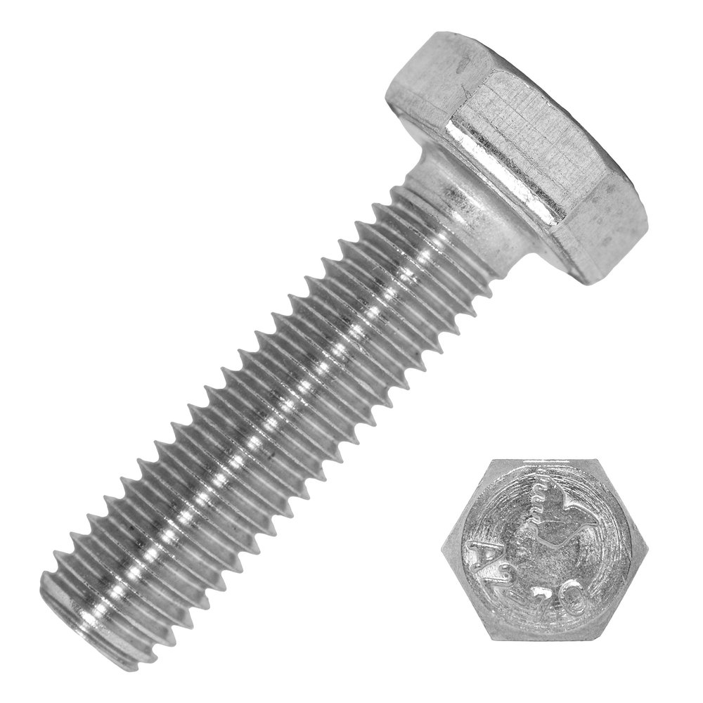 M6 x 55 mm A2 Stainless Steel Hex Bolts (20 pcs) | DIN 933