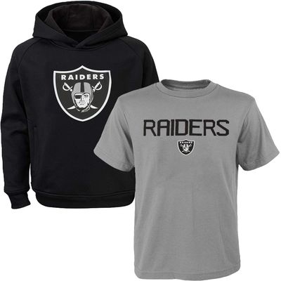 NFL Youth 8-20 Polyester Performance Primary Logo Hoodie & T-Shirt 2-Pack, Las Vegas Raiders, 10-12