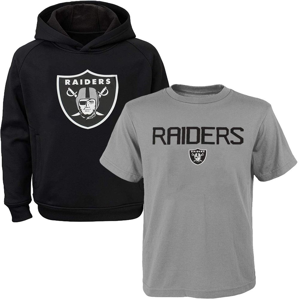 NFL Youth 8-20 Polyester Performance Primary Logo Hoodie & T-Shirt 2-Pack, Las Vegas Raiders, 10-12
