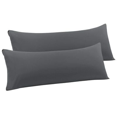 PiccoCasa Body Pillowcase, Long Bolster Pillow, 50 x 140 cm, Gray, 2-Pack