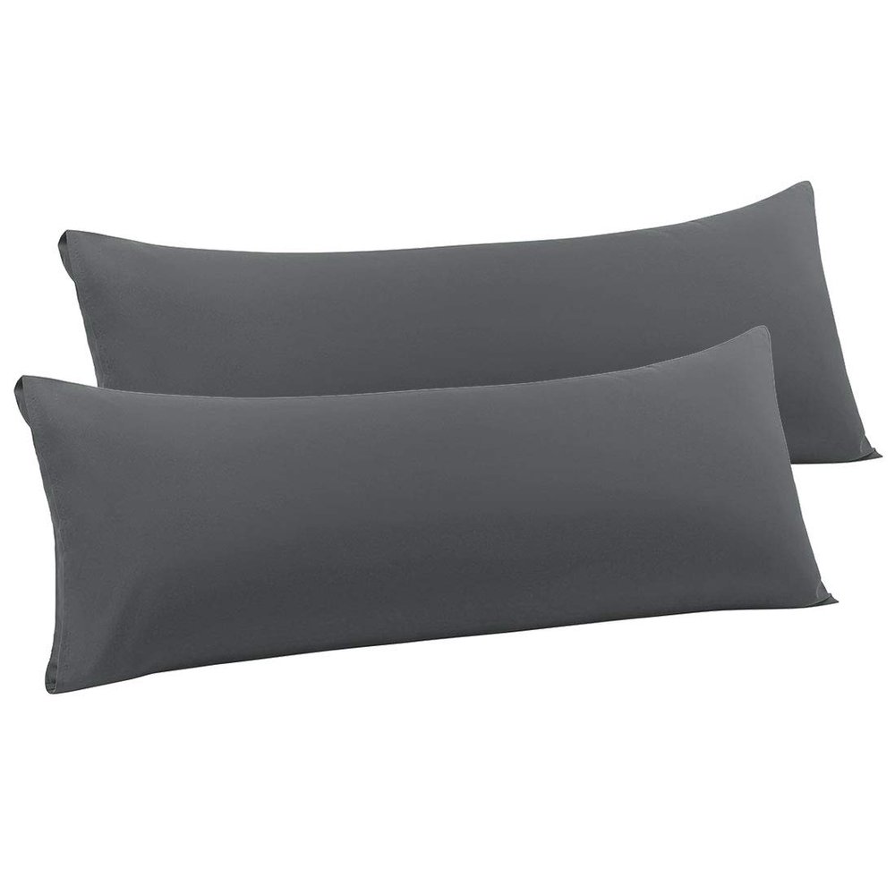 PiccoCasa Body Pillowcase, Long Bolster Pillow, 50 x 140 cm, Gray, 2-Pack