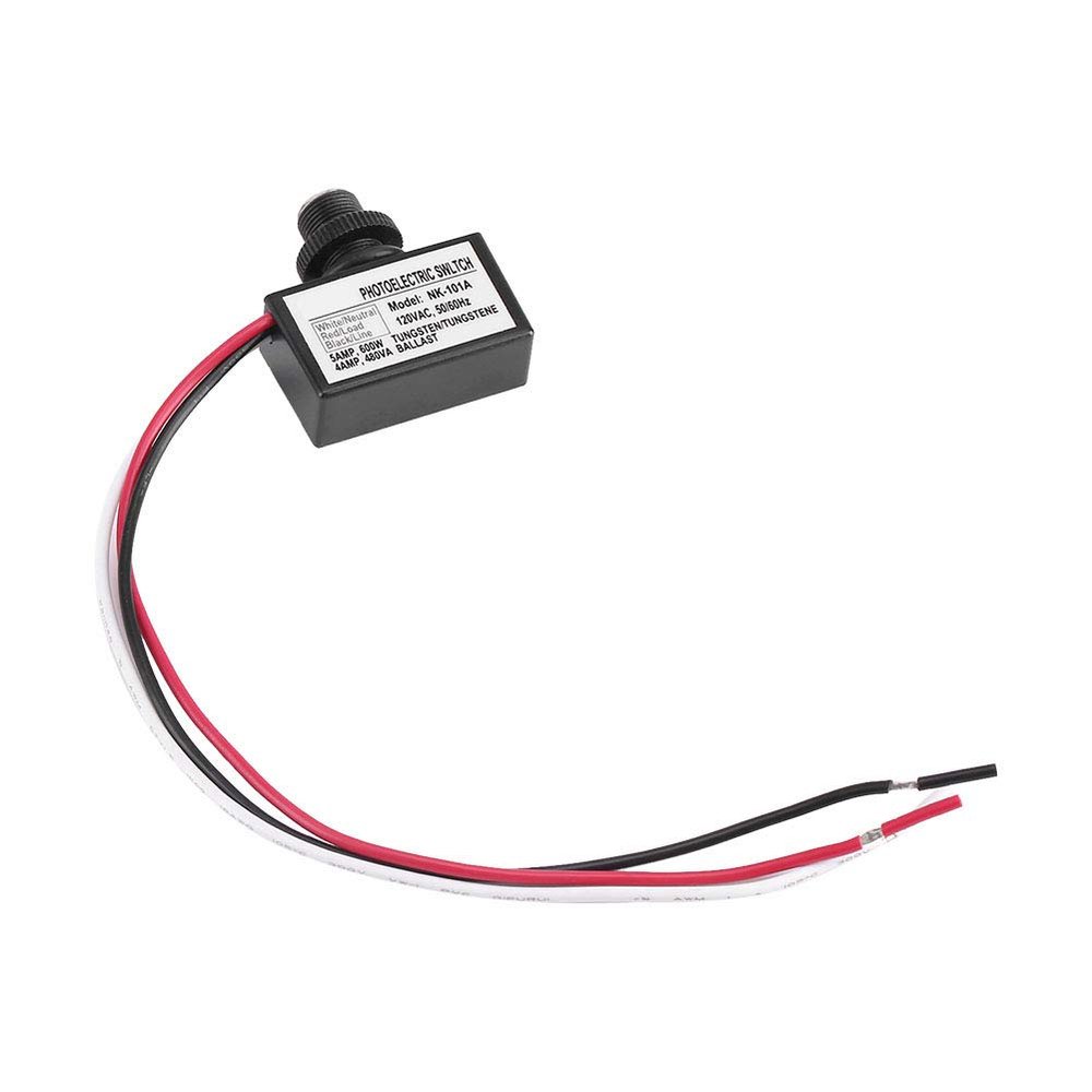 120 VAC Photoelectric Switch, 50/60 Hz, Black, Automatic On/Off Light Sensor
