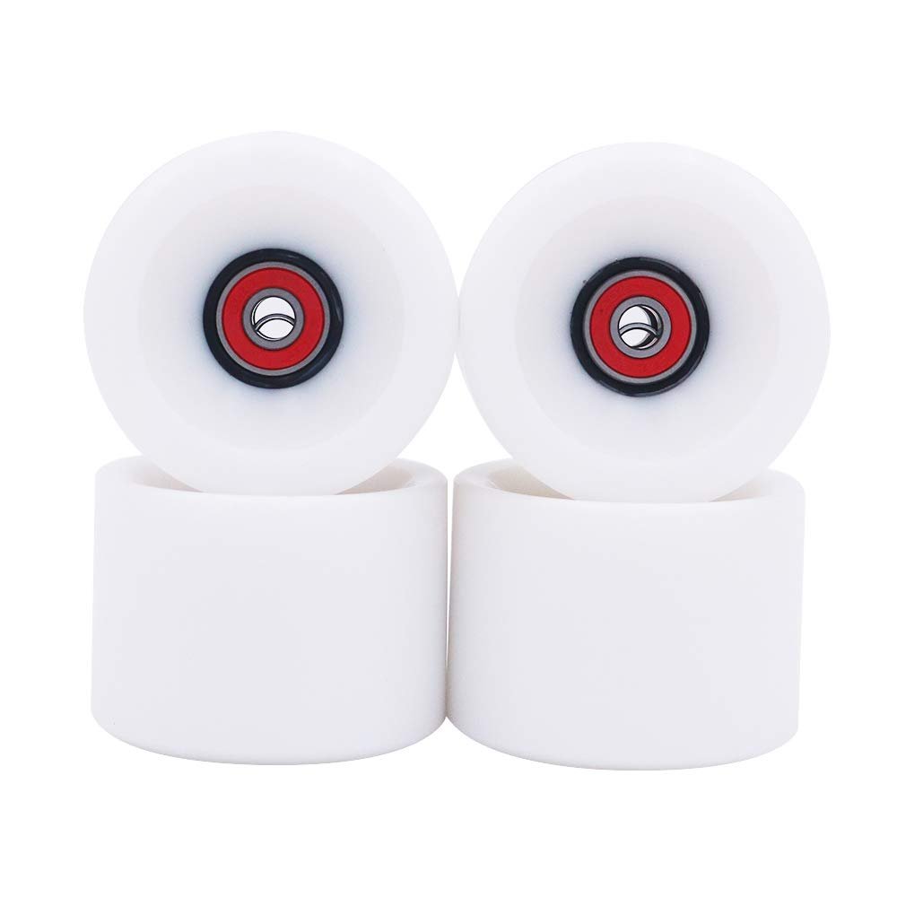 POFET 78A Longboard Wheels for Penny Soft Wheels, ABEC 9 Bearings, 70 x 51 mm, White