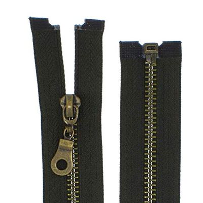 Metal Separating Zipper, 5 mm (Khaki, 55 cm)
