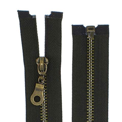 Metal Separating Zipper, 5 mm (Khaki, 55 cm)