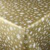 KEVKUS Embossed Oilcloth Tablecloth by the Meter P1096-1 Christmas Advent Gold Snowflakes, Rectangular/Round/Oval view 1
