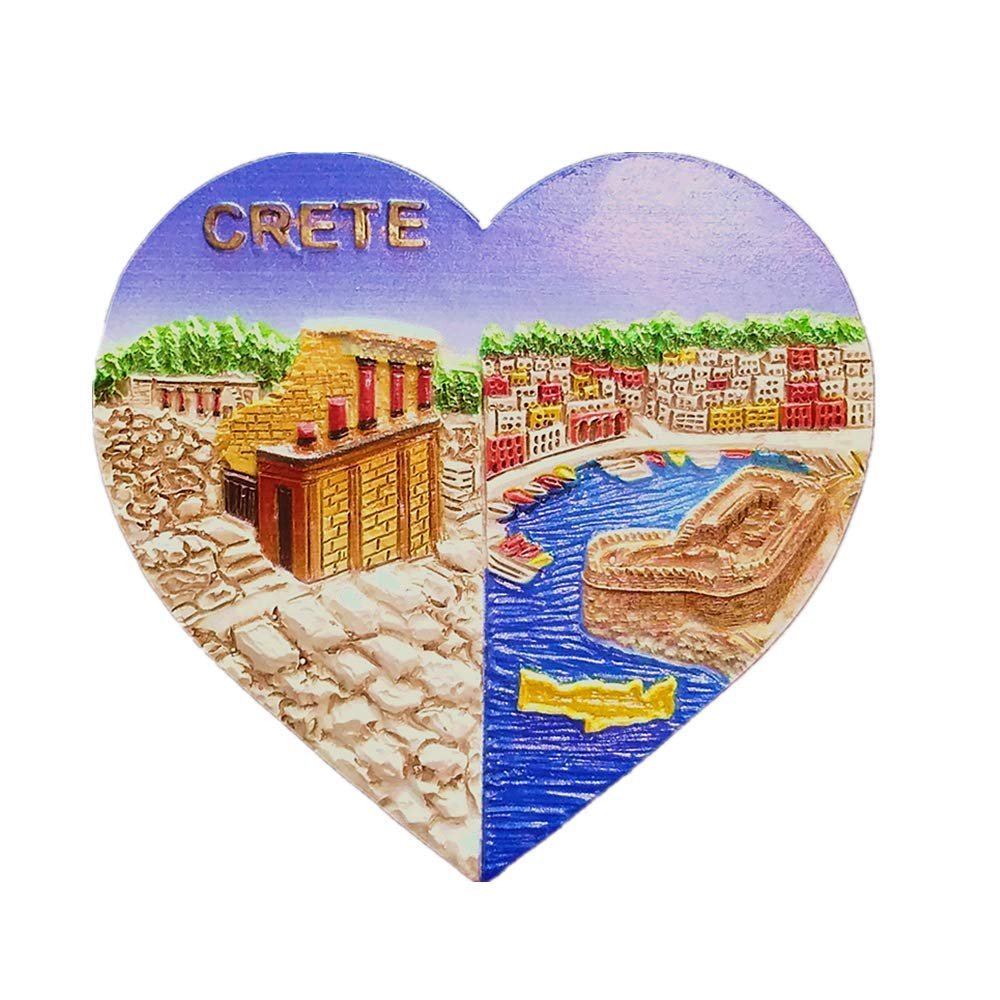 3D Heart-Shaped Refrigerator Magnet, Crete, Greece