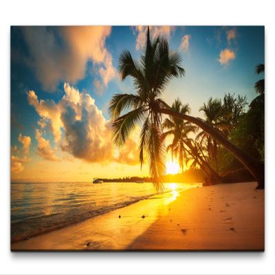 Paul Sinus Art XXL Palm Trees at the Beach 120 x 70 cm Canvas Wall Art