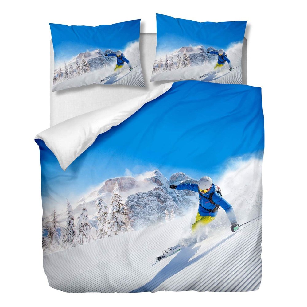 OliveSleep Skiers King-Size Duvet Cover Set, 3-Piece, Multi 13