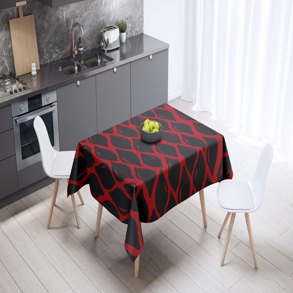 Le Jardin du Lin Tablecloth, Red and Black, 140 x 140 cm