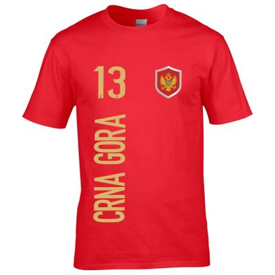 FanShirts4u Men's Fan Shirt Jersey - Montenegro/CRNA GORA - T-Shirt with Custom Name & Number, World Cup/European Championship (XXL, CRNA GORA/Red)
