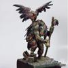 XINGCHANG 1/24 75 mm Old Warrior Standing with Bird, with Base, 75 mm Resin Figure Model Kit, Miniature GK, Disassembled, Unpainted view 1