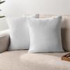 PAVILIA Decorative Pillow Covers, Set of 2, 18 x 18 in, Solid Light Gray, Velvet Fleece, Zippered view 1