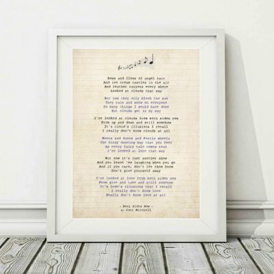 Didymus Co Joni Mitchell - Both Sides Now (v.2) Art Print with Song Lyrics (Unframed), A4 (29.7 x 21 cm) and A3 (42 x 29.7 cm)