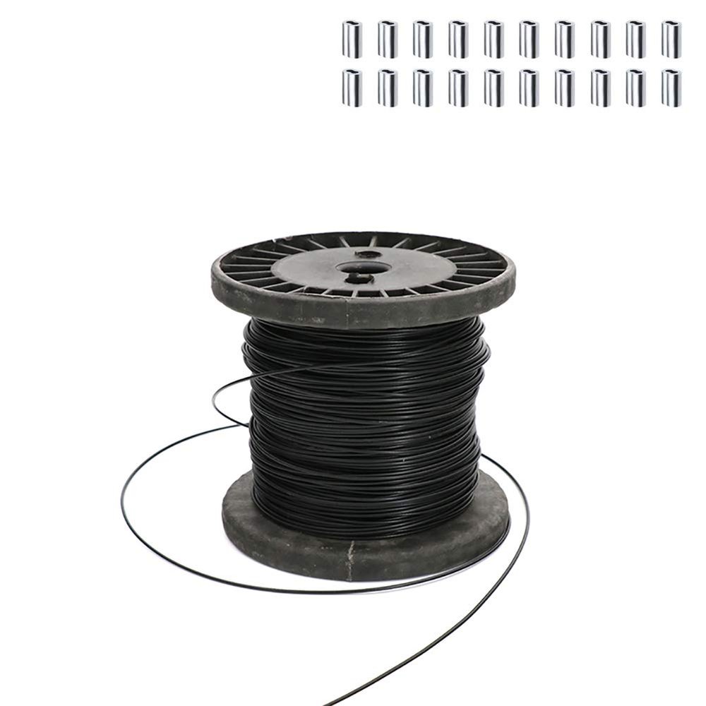 XMRISE Black Vinyl-Coated 304 Stainless Steel Wire Rope, 1×7, 0.04 in/1 mm × 98.4 ft/30 m