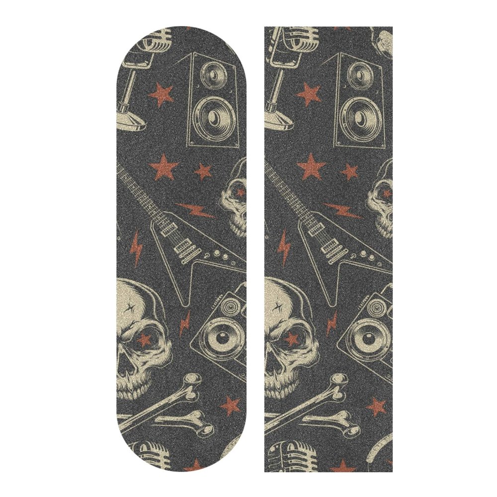 Mnsruu Punk Skulls Skateboard Grip Tape for Longboards