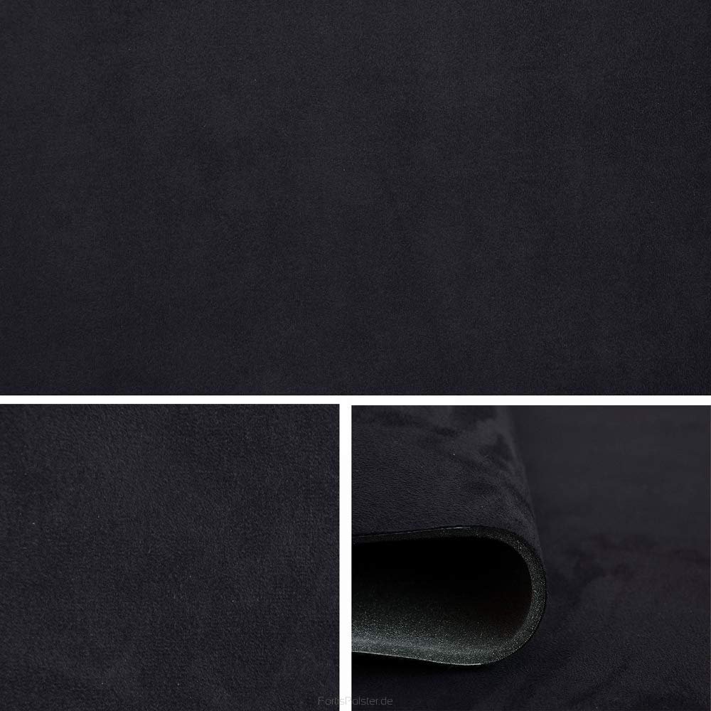 FORTIS POLSTER Alicante Microfiber Suede-Look Automotive Upholstery Fabric by the Meter, Black