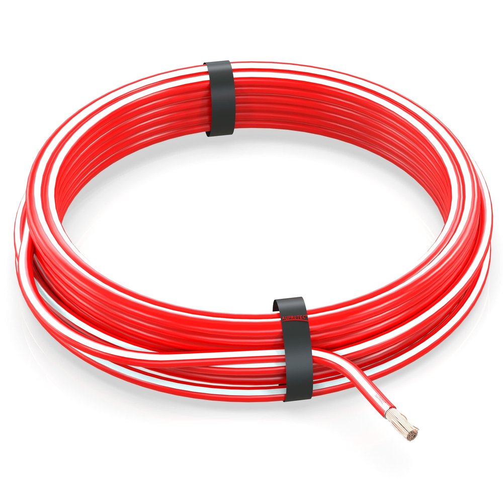 AUPROTEC 100 m Automotive Wire 4.0 mm FLRY-B Car Cable on a Roll, Red-White