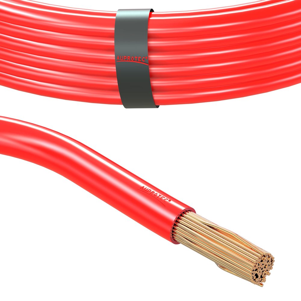 AUPROTEC 50 m Automotive Wire 16 mm² FLY Power Cable, Red, Coil