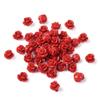 Beadthoven 50 Red Rose Cinnabar Beads, 10 mm Carved Flower Spacer Beads view 1