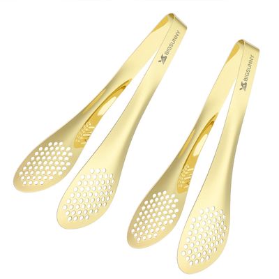MSY BIGSUNNY 2-Piece Buffet Tongs, Gold-Plated Stainless Steel Serving Tongs