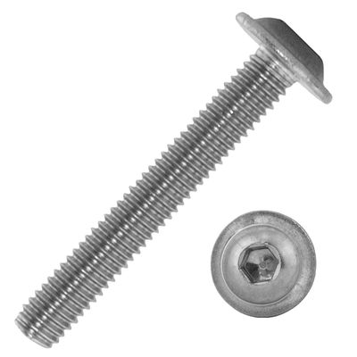 M10 x 45/45 mm A2 Stainless Steel Flange Button Head Socket Screws, ISO 7380, 50-Pack