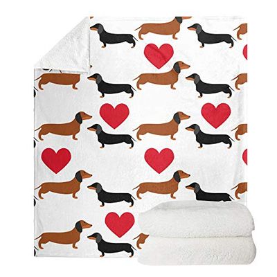 UOIMAG Soft Fleece Blanket with Dachshund Design, 70 x 100 cm