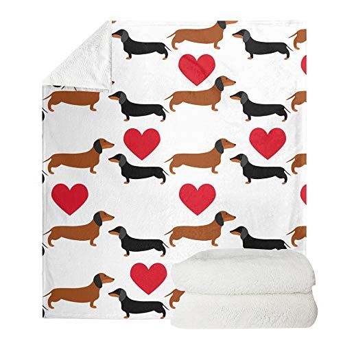 UOIMAG Soft Fleece Blanket with Dachshund Design, 70 x 100 cm