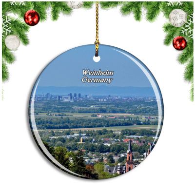 Weinheim Windeck Castle Germany Christmas Tree Ornament, Hanging Decoration, Travel Souvenir Collection, Porcelain, 2.85 Inches