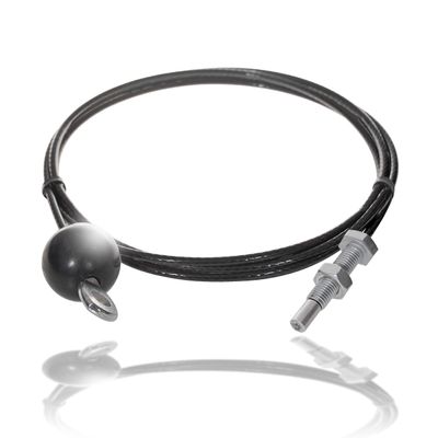 Drahtseile24 Coated Steel Cable for Fitness Equipment with Eyelet and Threaded Stud | 5 mm (4 to 5) | M12 Thread | 220 kg Working Load | 1.80 m