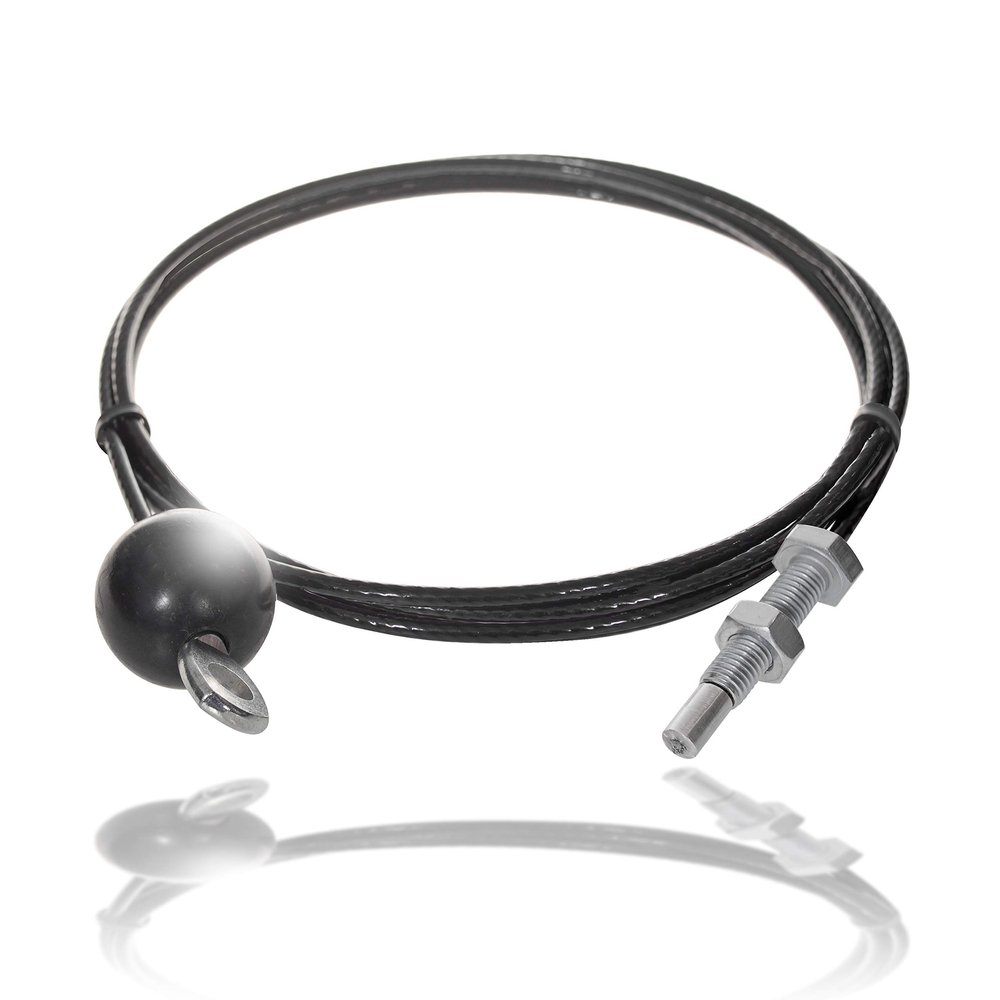 Drahtseile24 Coated Steel Cable for Fitness Equipment with Eyelet and Threaded Stud | 5 mm (4 to 5) | M12 Thread | 220 kg Working Load | 1.80 m